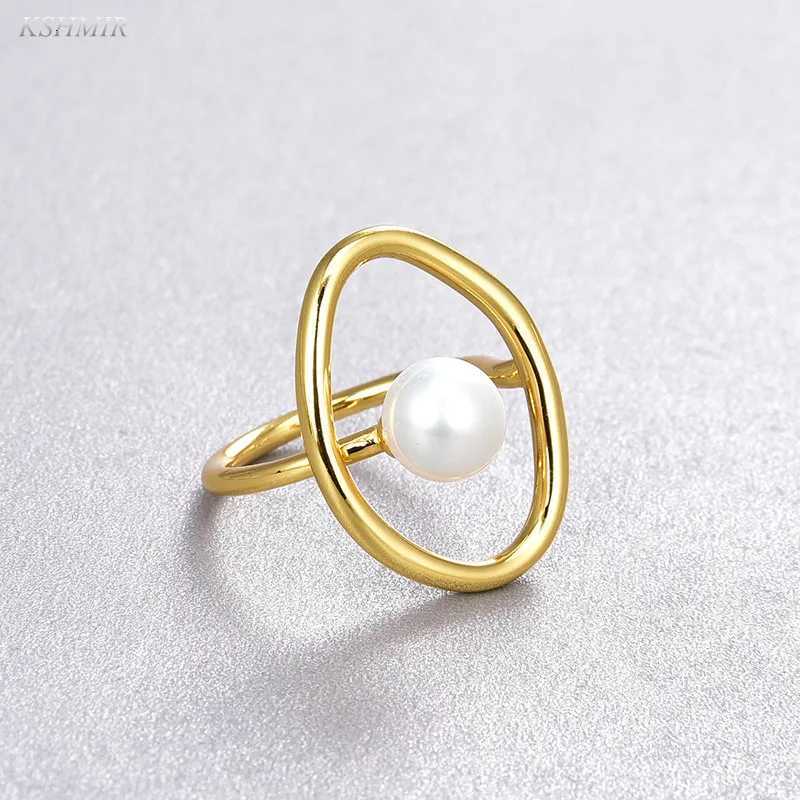 Stainless Steel Ring Korean Imitation Pearls Geometric Index Finger Charming Rings Gift Accessories y250730