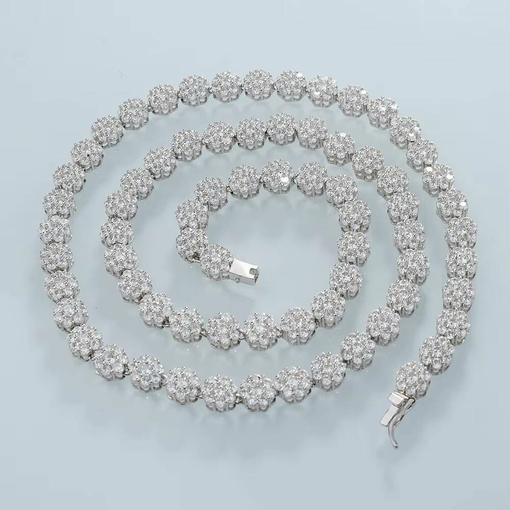 Fashion Trends Iced Out Cluster Cz Small Tennis Chain Rose Gold Necklace for Women