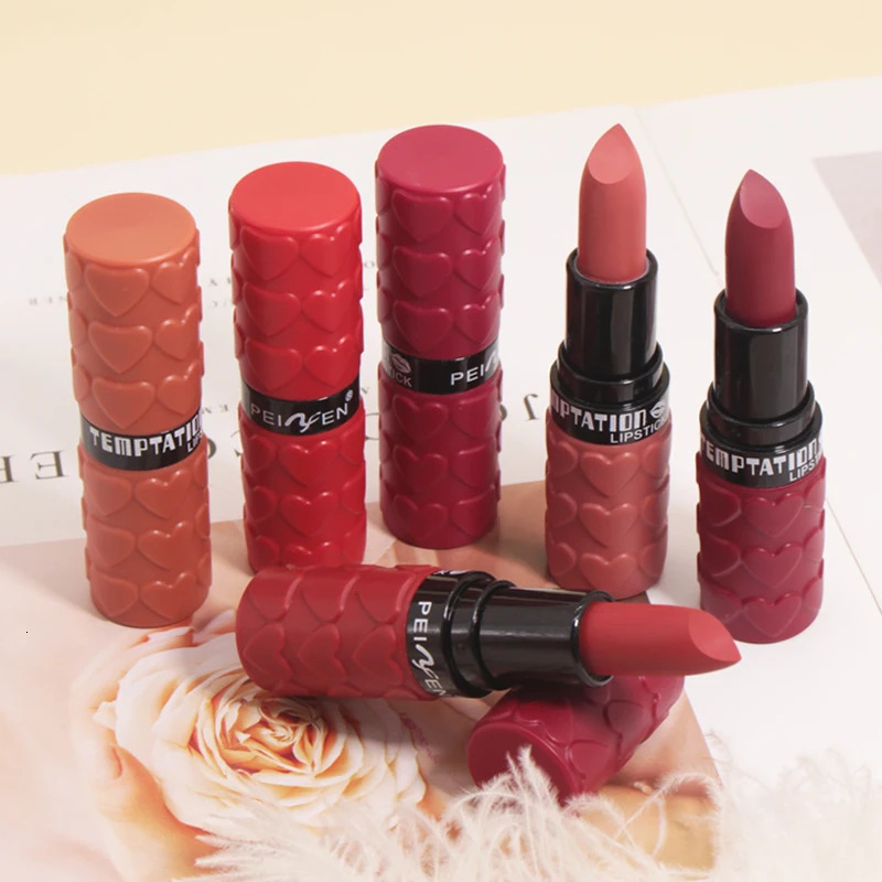Matte Lipstick Set 6 Colors Velvet Smooth Nude Lip Stick Long Lasting Moisturizing and Waterproof Non-Stick Cosmetic Gifts 250730
