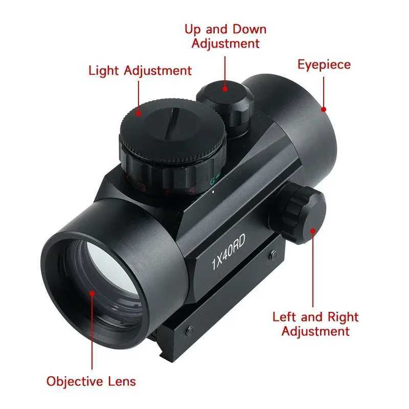 Tactical Green Red Dot Sight Optics Reflex Riflescope Hunting Scopes Fit 11/20mm Rails Rifle for Hunting Firearms Airsoft R250730