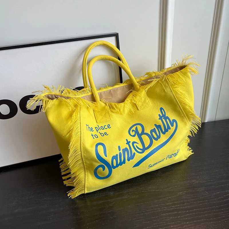 Fashion Denim Printed Tote Bag Large Capacity Shoulder Commuter Bags Handmade Tassel Canvas Summer Beach Womens Bag G250729