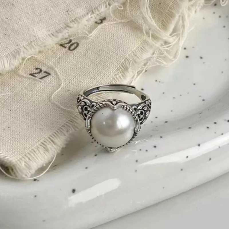 925 Sterling Silver Hollowed PearlAdjustable Rings For Women Wedding Luxury Accessories Dropshipping y250730