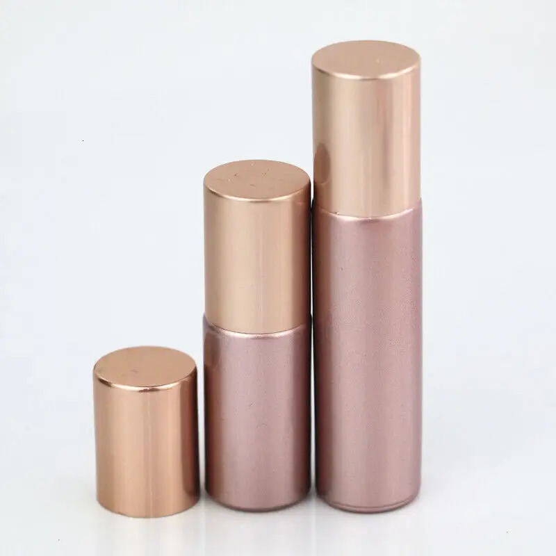 1x 10X 20X 5ml 10ml Pink Color Thick Glass Roll On Essential Oil Empty Perfume Bottle Roller Ball bottle For Travel Rose Gold 250726