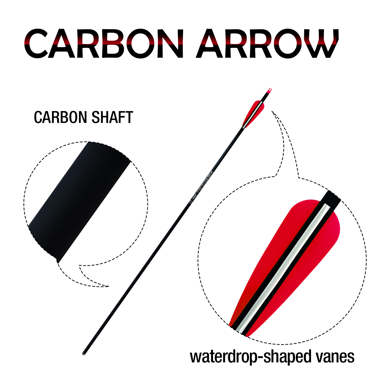 Hunting Arrows 30inch 6.2mm Carbon Arrows for Archery Targeting Arrows 6Pcs