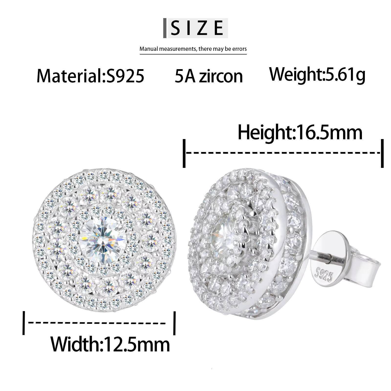 Wholesale Factory Moissanite Diamond Earrings Unisex Silver Gold 925 Jewelry Round Cut Ear Studs Fine Jewelry Earrings