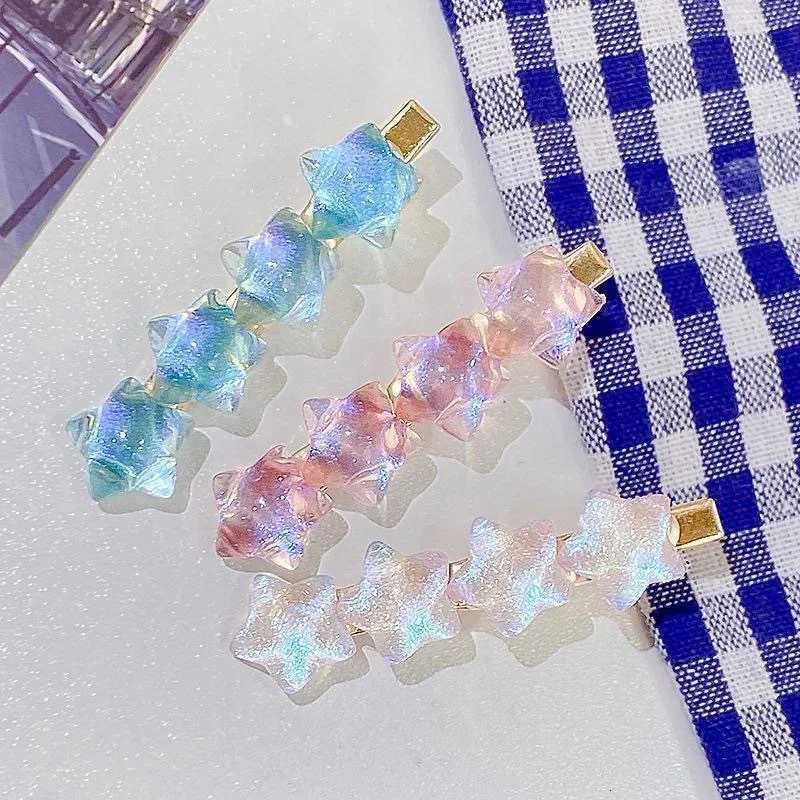 New Fashion Gradient Star Hairpin for Women Korean Cute Shiny Y2K Silver Metal Side Bangs Clip BB Clip Girls Hair Accessories R250730