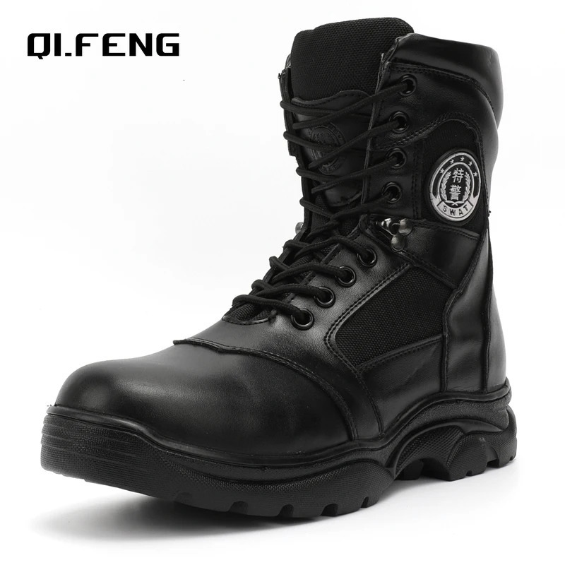 Steel Toe Mens High Top Boots Genuine Leather Training Boots Outdoor Mountaineering Work Shoes Winter Warm Snow Footwear 250729