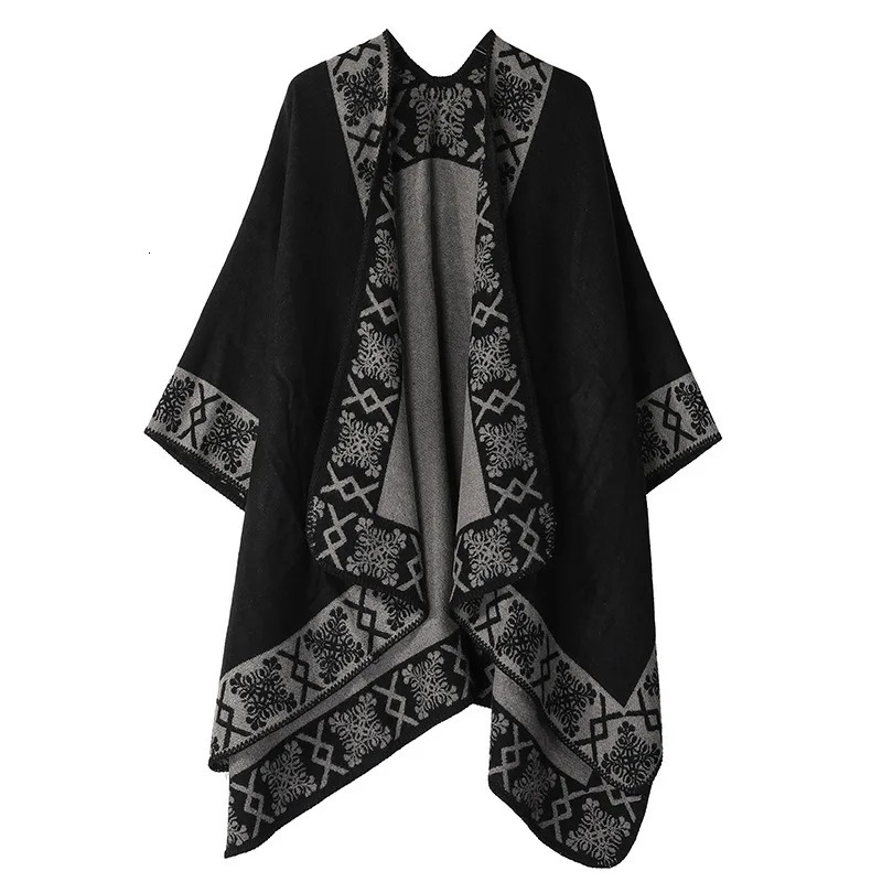 Womens Cape Wearable Shawl Wrapped Around Thick Cashmere Outer Decoration Solid Color 250731