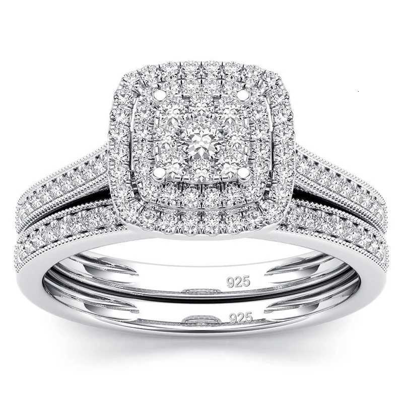 2pcs Moissanite Ring Set for Women Original 925 Silver Wedding Jewelry Luxury Engagement Ladies Anniversary Gift Trend y250730