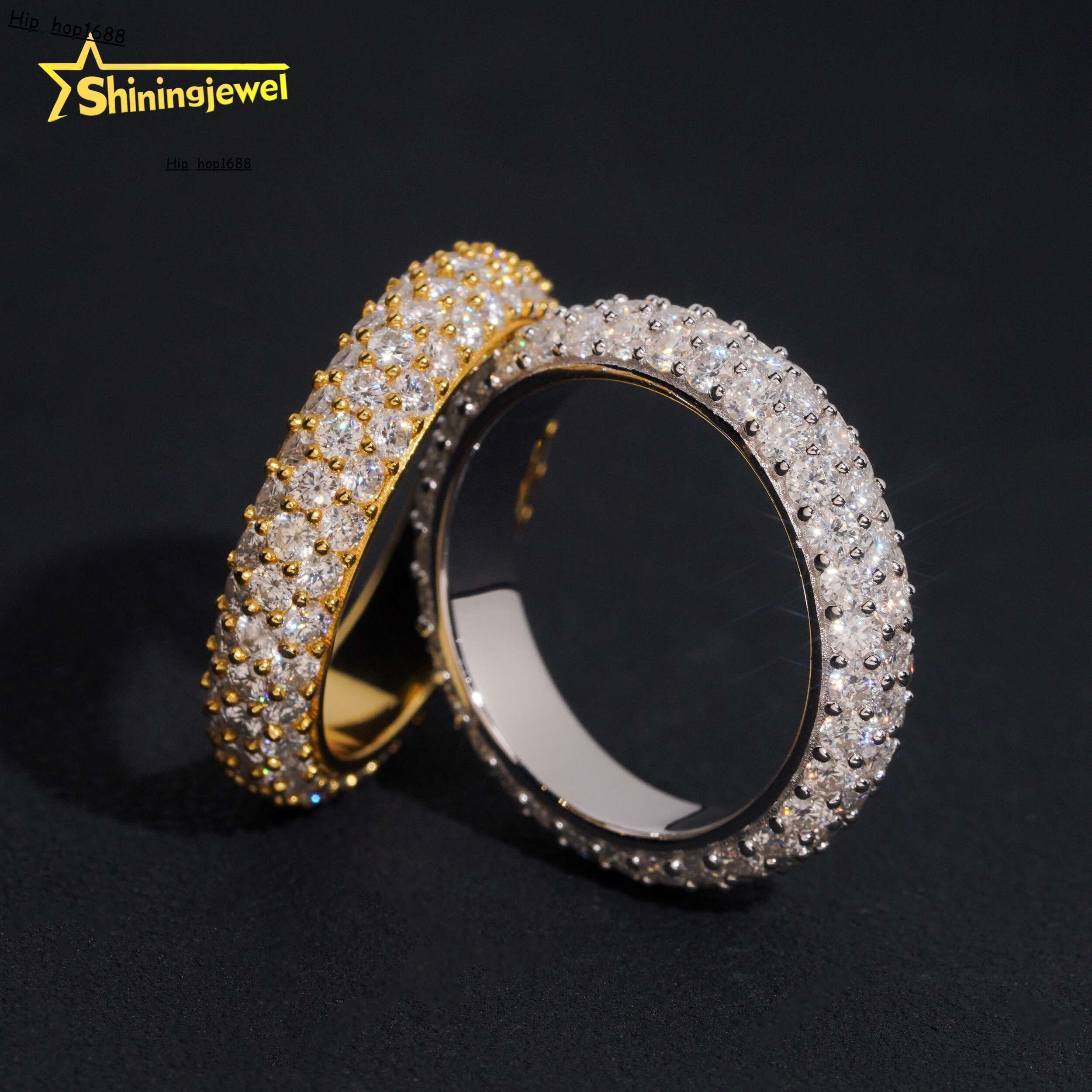 Luxury Silver Jewelry Moissanite Eternity Band Diamond Engagement Ring Wedding Rings 925 Sterling Sliver Jewelry