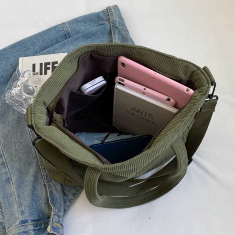 Fashion Versatile Shoulder Bag College Wind Commuting Corduroy Square BagUnisex Large Capacity Leisure Portable Crossbody Bag Y250730