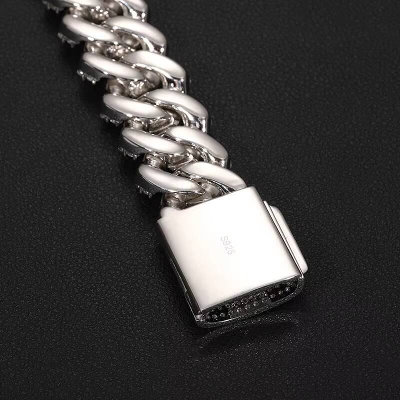 Bling 20mm 8inch Hiphop Cuban Chain Real 925 Sterling Silver VVS Moissanite Cuban Link Chain Bracelet