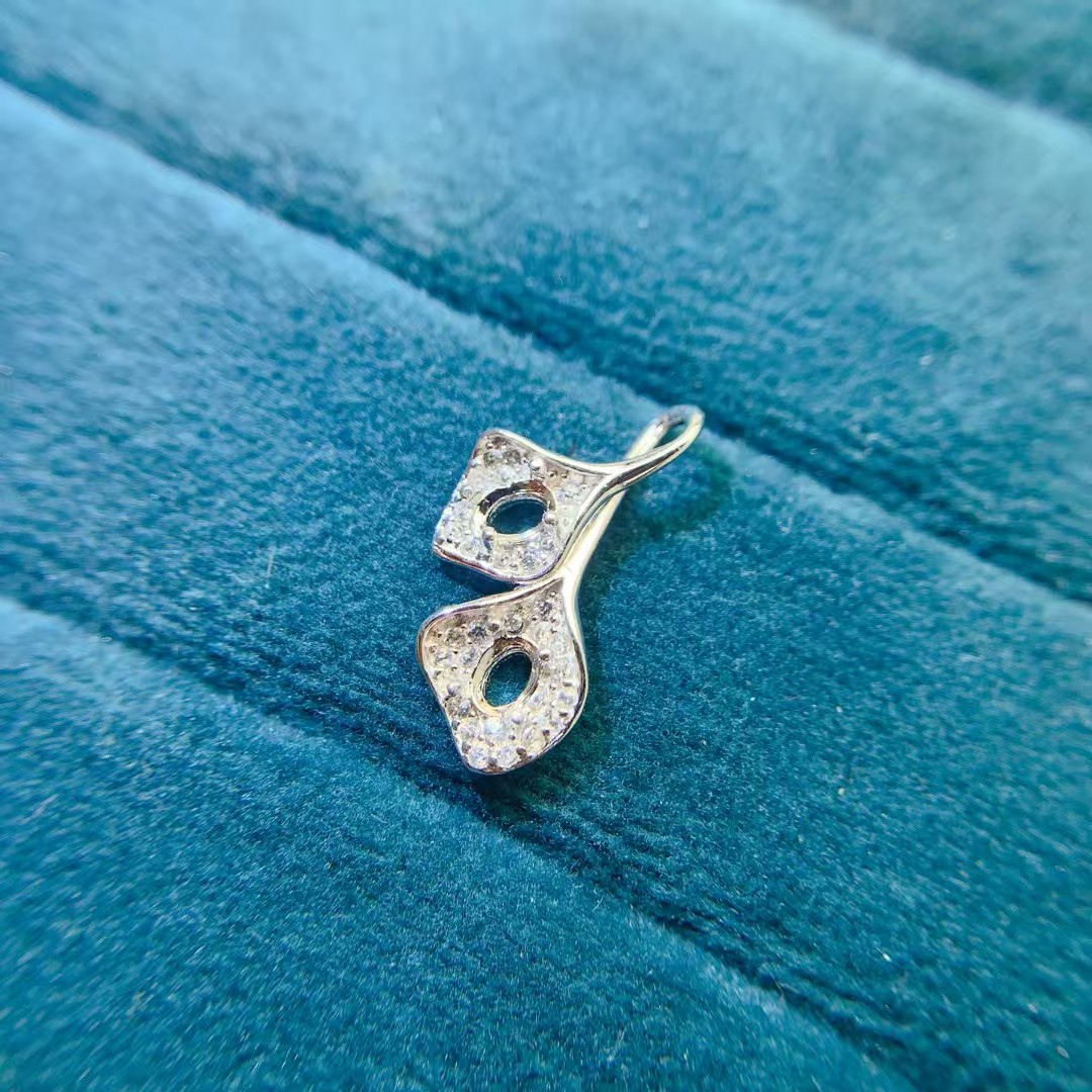 925 silver Semi Mount gemstone pendant setting with 18K gold plating 3mm*4mm gemstone Pendant tray for jewelry making