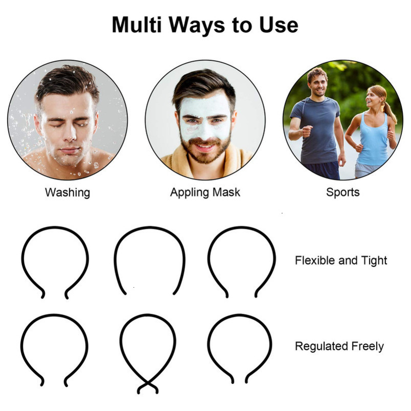 WILLBOND Hairband, 3 Pack Metal Headband for Men Unisex, Wavy Wired Zigzag Spring Sports Fashion Headwear, Non Slip Hoop, Hair Accessories