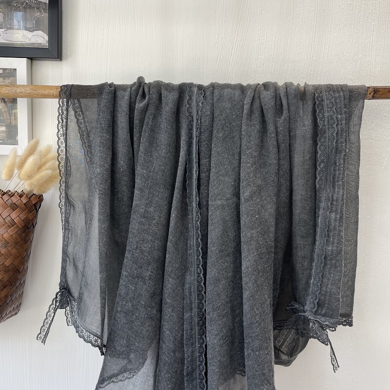 K1535 Exquisite solid color sun protection cotton and linen shawl photo long scarf