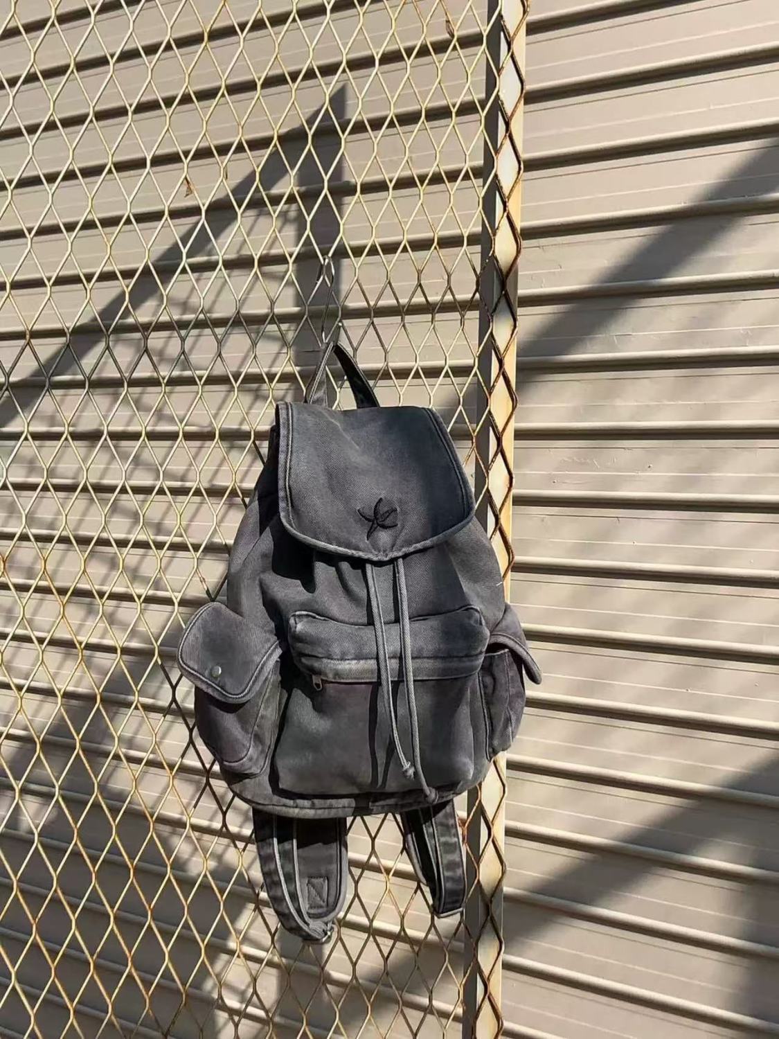 Designer Bag Large Capacity Multi-pocket Korean Vintage Starfish Denim Casual Backpack Washed Student School Bag Trendy Luxury Bag Tote Bag