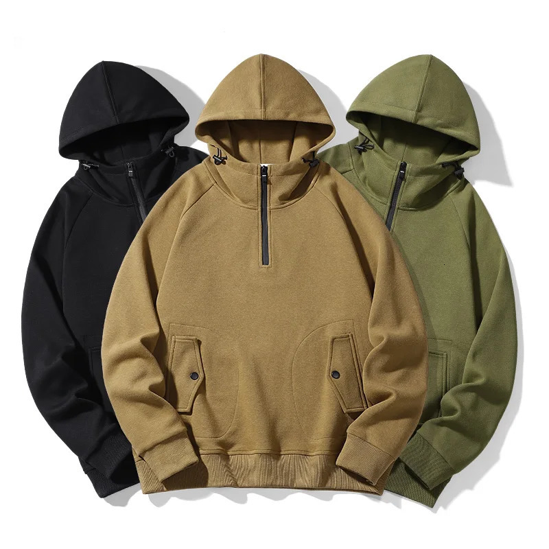 Men Sweatshirts Cotton Hooded Oversized 6XL 7XL 8XL Plus Size Casual Half Zipper n Autumn Y2K Hoodies Pullovers Streetwear 250731