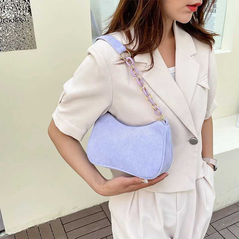 Fashion Vintage Women Handbags Corduroy Underarm Bag Casual Women Shoulder Bags Solid Color Zipper Female Handbag Clutch Y250730