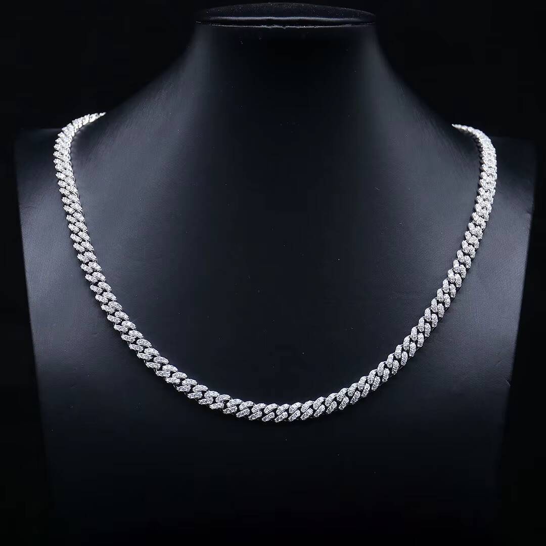 Wholesale Hip Hop Jewelry 3 Rows VVS Diamond S925 Sterling Silver Miami Cuban Chain Iced Out 15MM Moissanite Cuban Link Chain