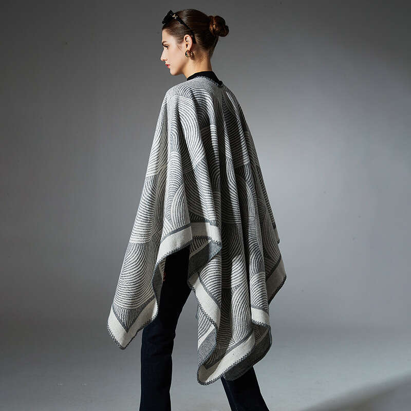 2025 New High-End Spring Autumn Winter Women's Jacquard Geometric Wool Shawl