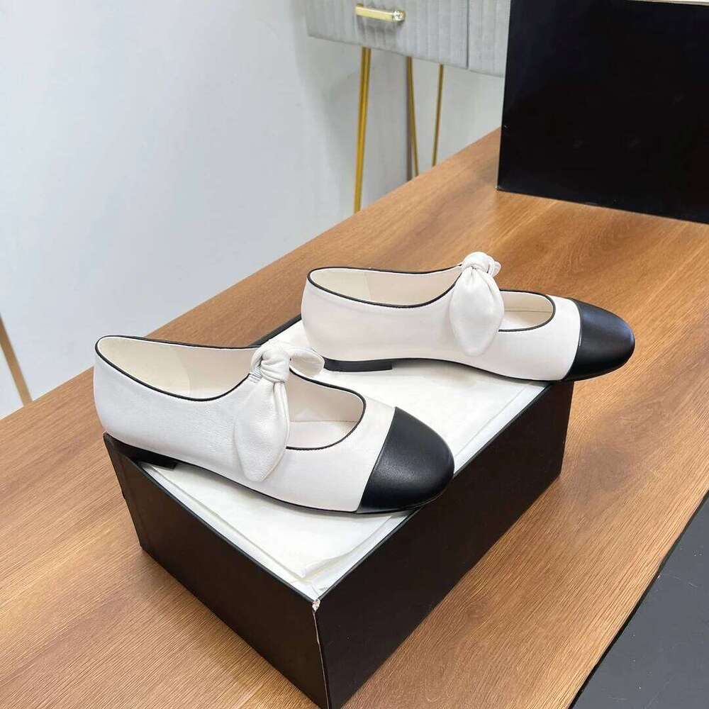 New Women Size35-41 Genuine Leather Ballet Flats Butterfly Knot Round Toes Mixed Colors Designer Shoes Zapatillas De Mujer b73