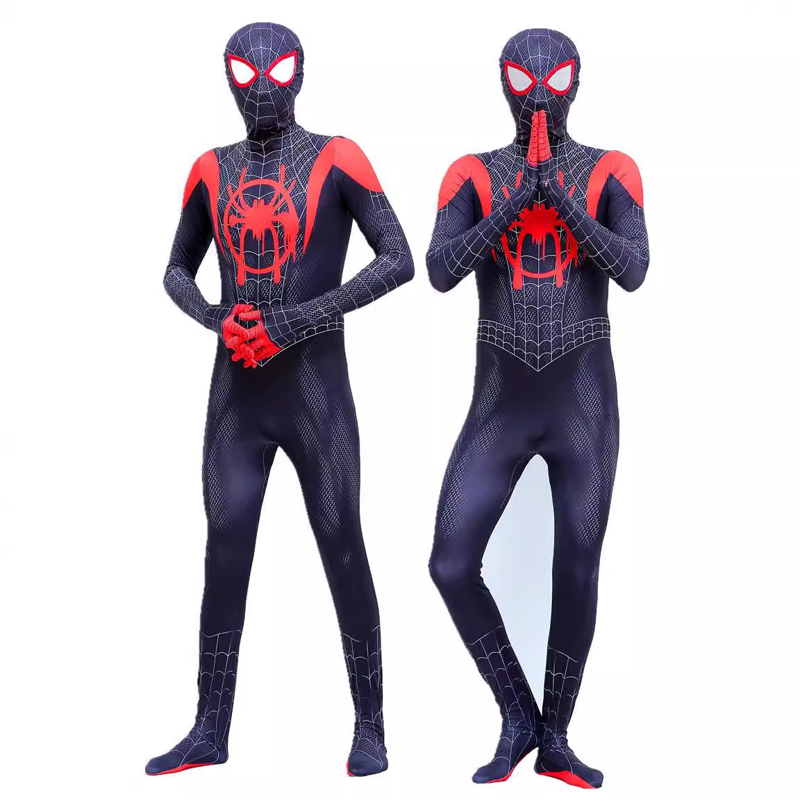 Children's dark night hero style one-piece tight-fitting suit black and red spider web pattern cosplay performance costume