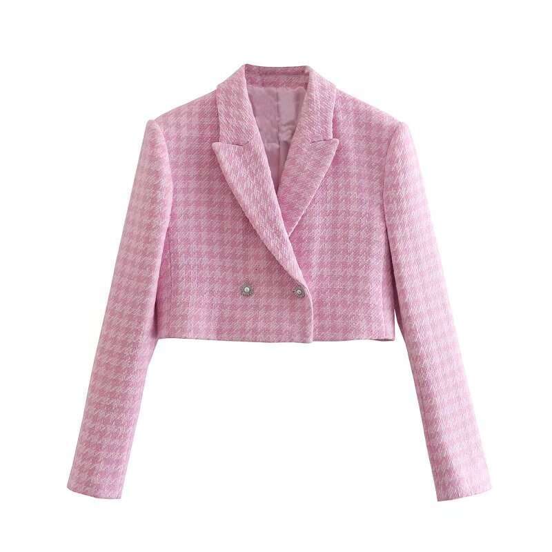 Spring Summer Women's Clothing 2023 New Houndstooth Texture Casual Short Blazer + Shorts Set