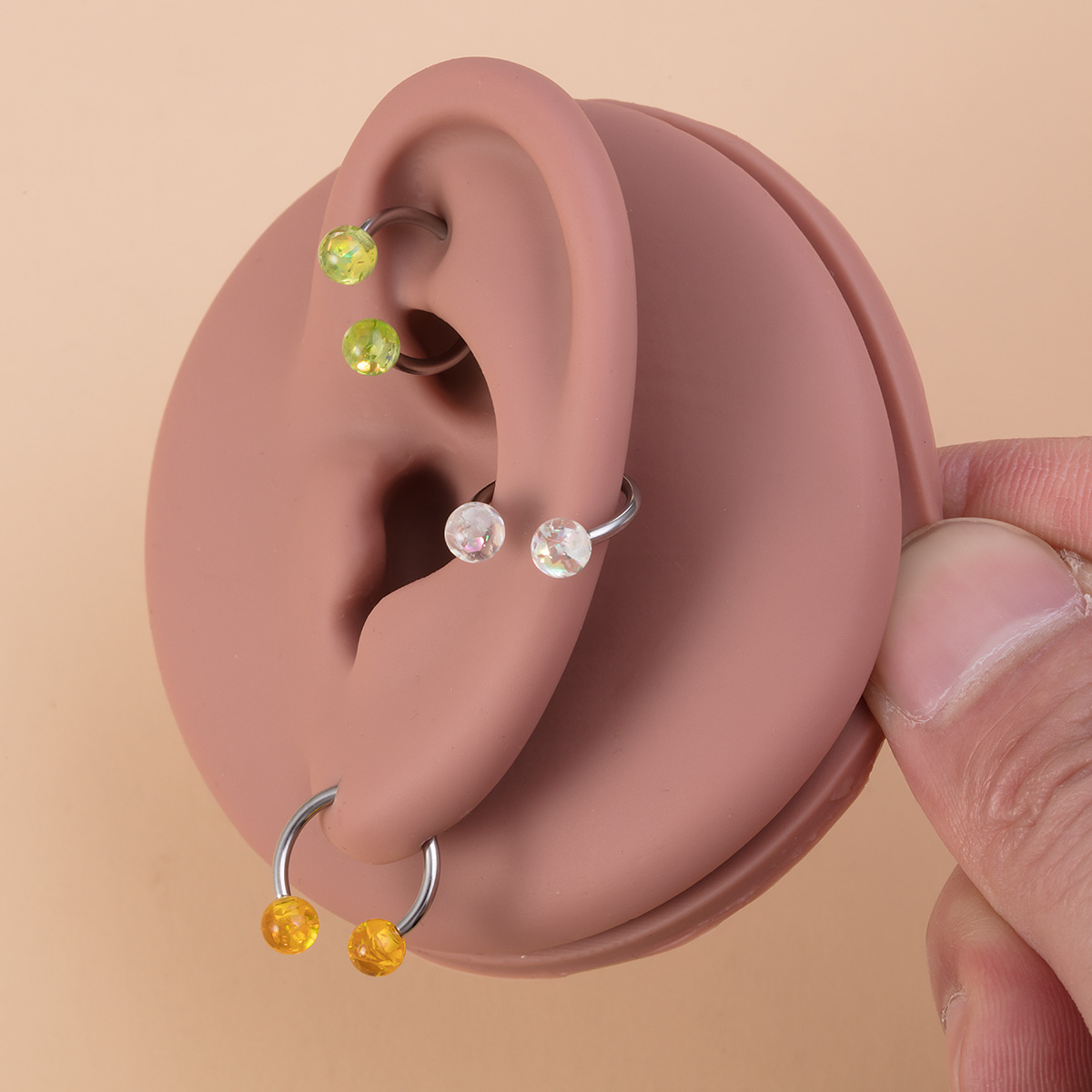 Aobao glitter horseshoe ring, stainless steel lip ring, human puncture jewelry, ear bone ring wholesale