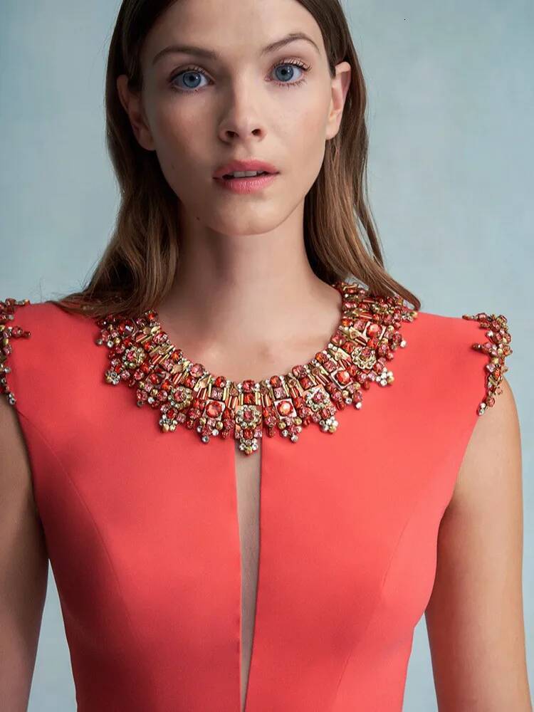 Newest 2025 Designer Fashion Women's Colorful Dia Beading Sleeveless Tank Dress ddmysept