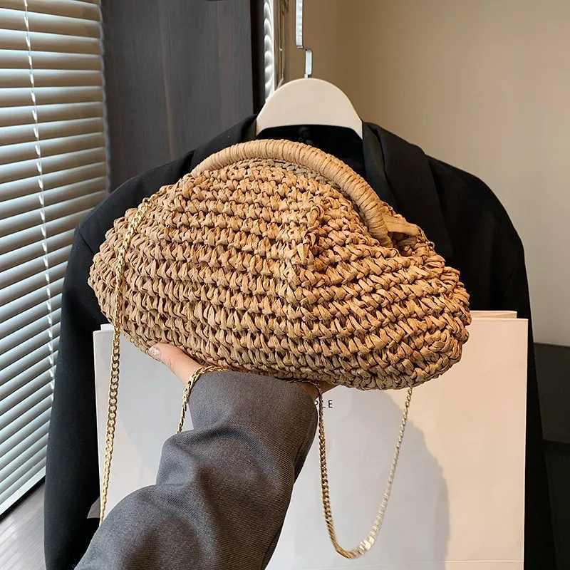 Summer New Straw Weaving Crossbody Bag Fashionable and Casual Shell Bag Womens Shoulder Bag with Excellent Texture Y250730