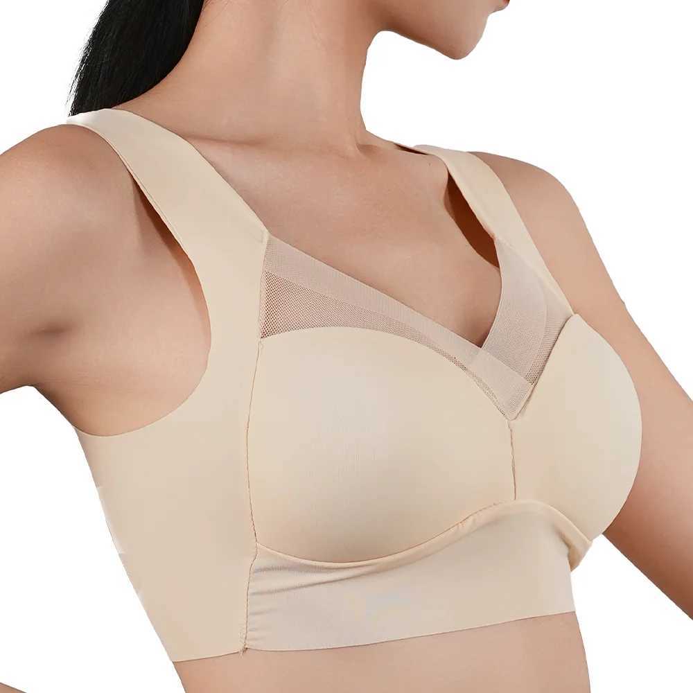 Womens Strappy Push Up Bra Seamless Padded Tops Casual Plus Size Soft Wireless Woman Bras XL-6XL Ice Silk Underwear Z250730
