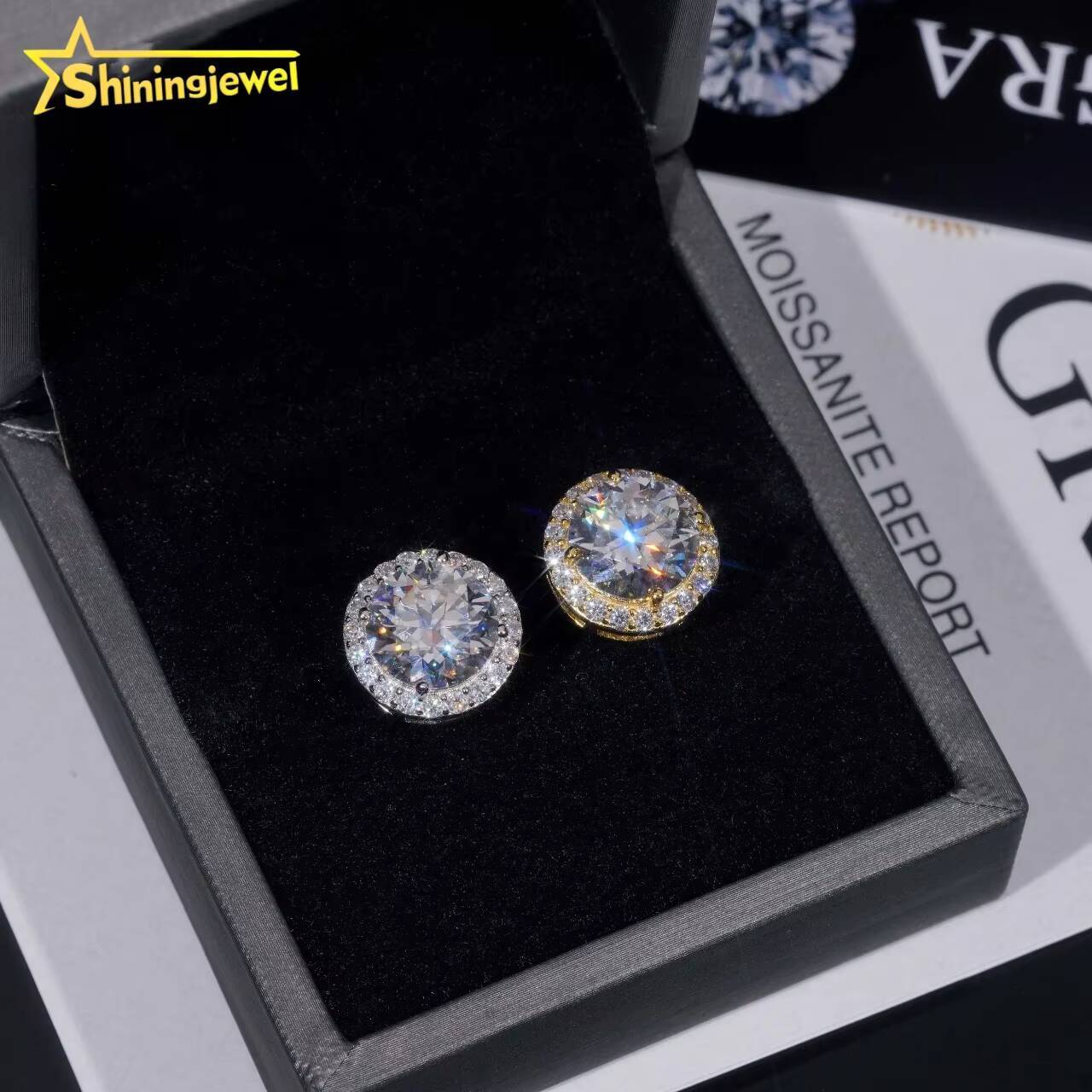 Full Range of Size Hot Sale Hip Hop Jewelry Bezel Setting Ear Studs 925 Sterling Silver VVS Moissanite Stud Earrings Mens Women