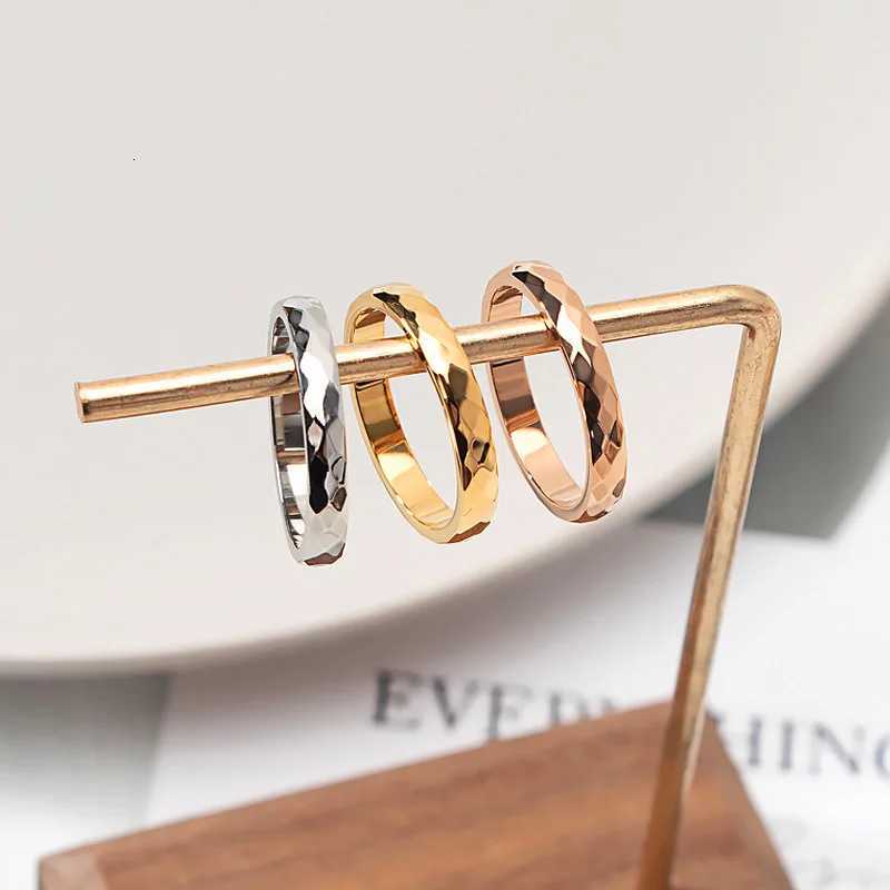 New Fashion Minimalist Thin Rings for Women Pattern Stainless Steel Round Finger Jewelry in Gold and Silver Colors Female Gifts 3mm y250730