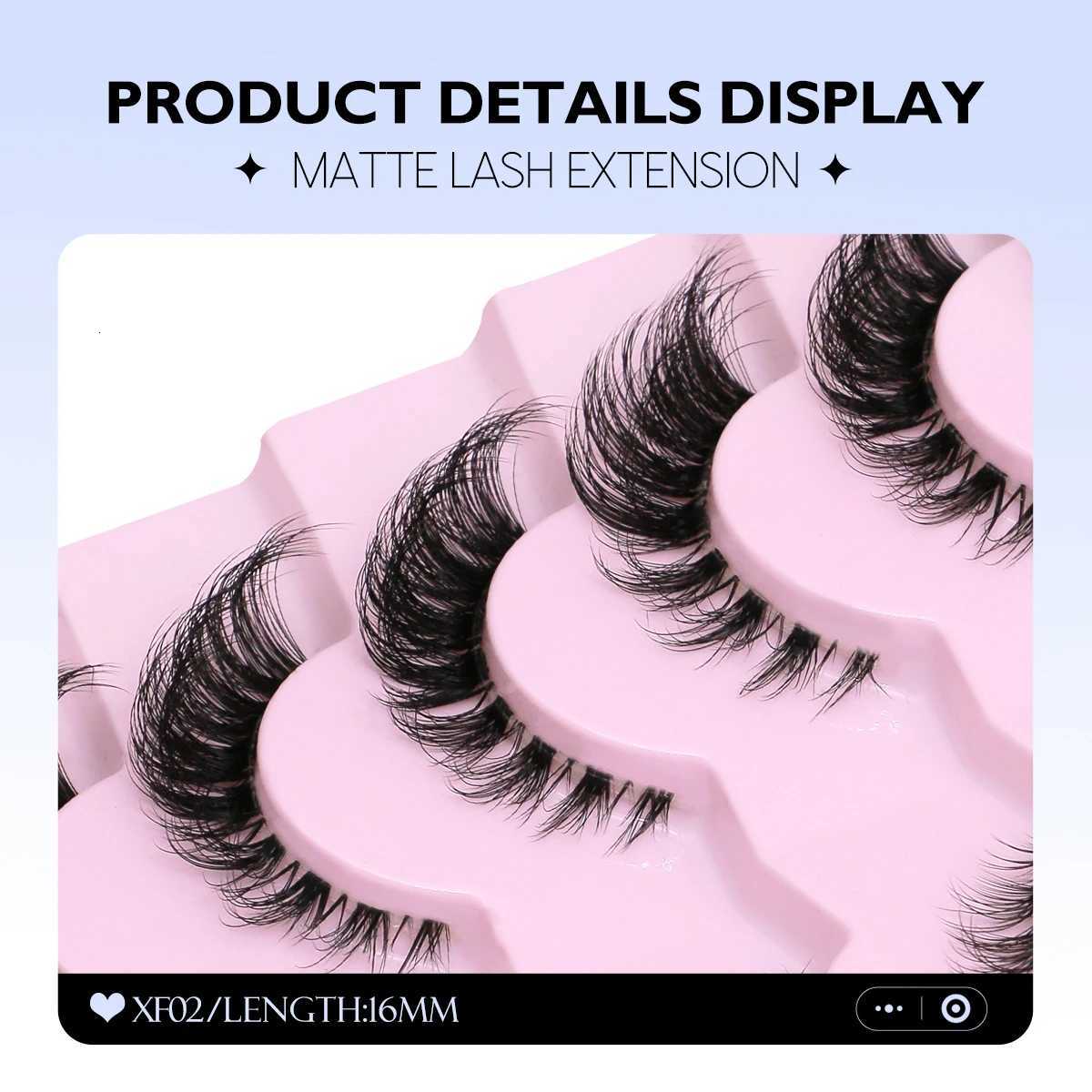 5/7 Pairs False Eyelashes Cat Eye Lashes Half Eye Lashes Fluffy Soft Natural Look Invisible Band Mink Lashes Makeup Z250730