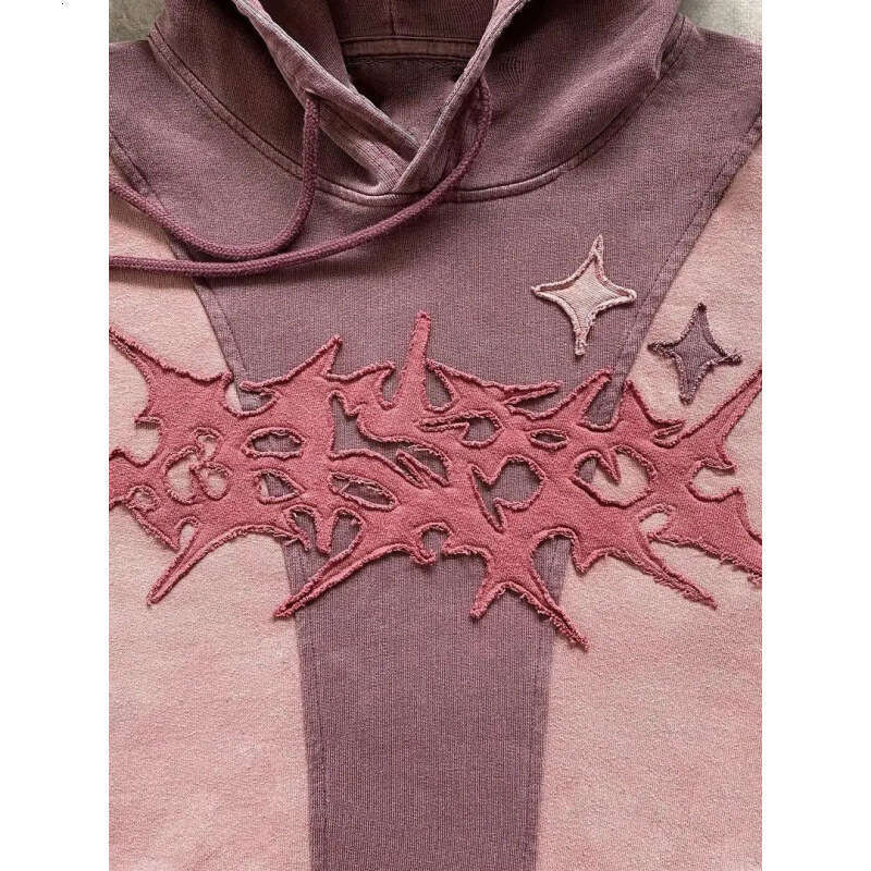2025 American Street Style Y2K Thick Patchwork Hoodie New Trend Unisex Loose High Weight Sweatshirt