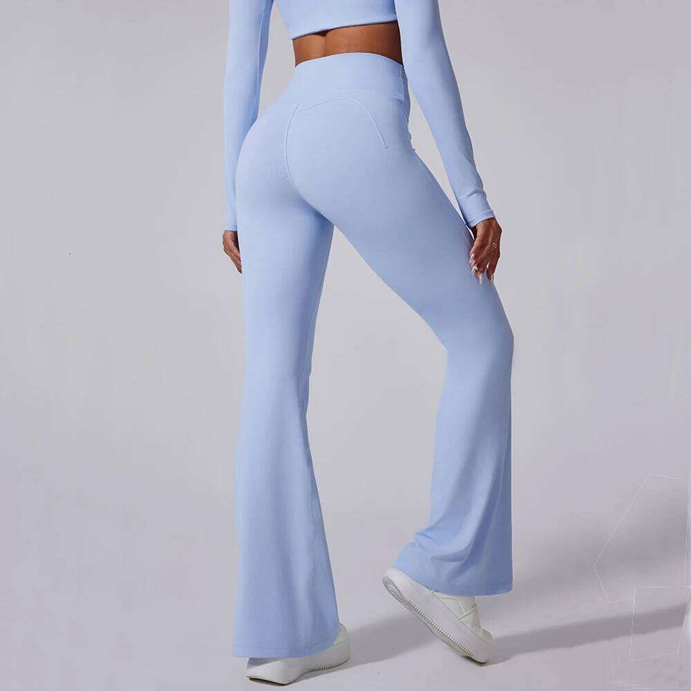 Women High Waist Flared Gym Fiess Workout Runing Sport Leggings Women's Control Tummy Yoga Wide Leg Pants