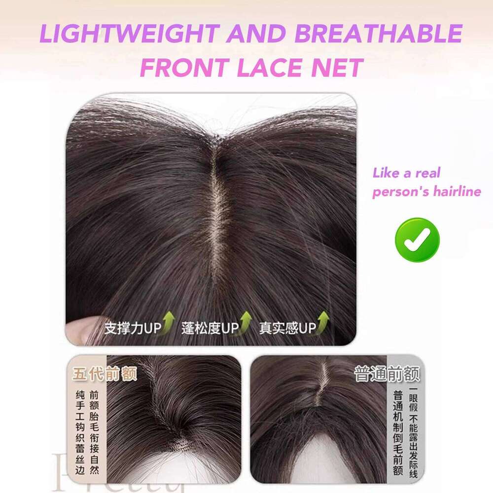 Lace Front Wigs Long Straight Fiber Synthetic Heat-Resistant Non-Glare Natural Human Hair Soft Cosplay Hairpiece For Women