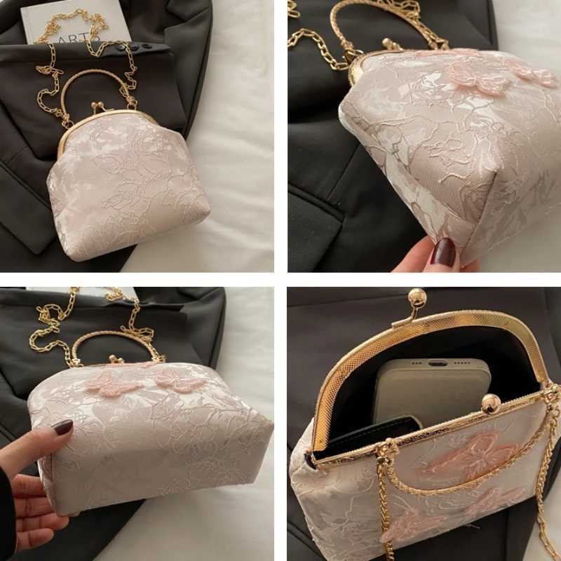 Chinese Style Butterfly Embroidery Womens Shoulder Bags Dinner Party Ladies Chain Crossbody Bag Elegant Simple Female Handbags Y250730