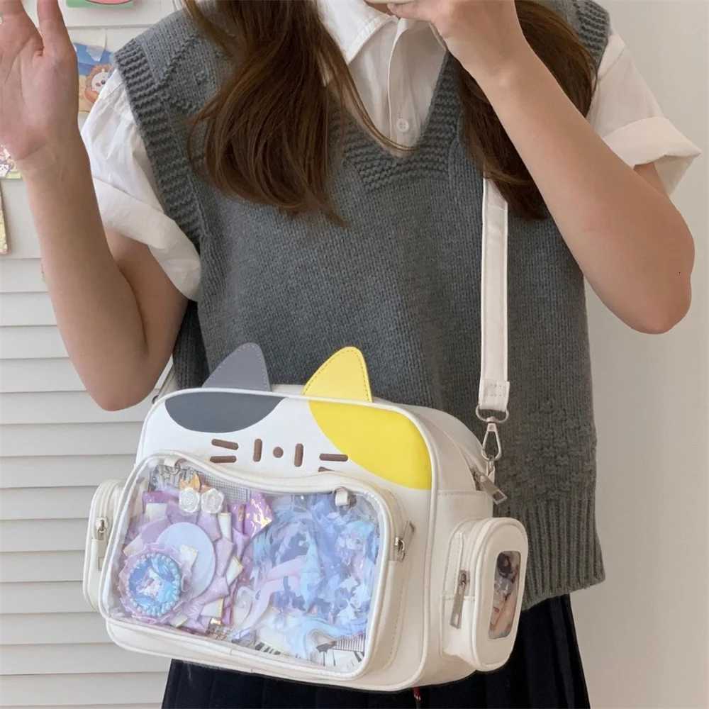 New FAshion Lovely Ear PU Leather Backpack Y2k KAWaii Transparent Ita-Bag Women Shoulder Bags Teenage Travel Bagpack Y250730