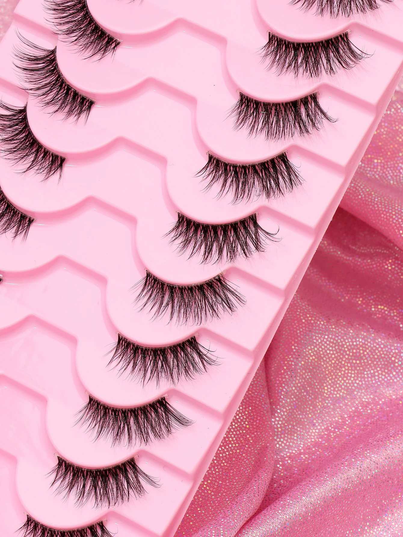 3/5/10 Pairs Half Eye Lashes Faux Mink Eyelashes Winged End Eye Elongated Eyelashes Natural Long Manga Lashes Fake Lashes Makeup Z250730