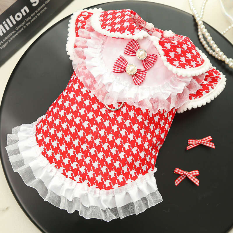 Dog Dresses Large Leash Dog Golden Retriever Flutter Sleeve Dress Teddy Pet Supplies Cat Clothes Apparel