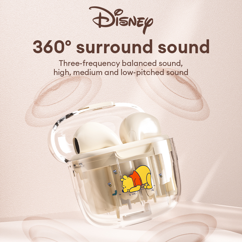 Disney Transparent Case Wireless Bluetooth Earphones HiFi Sound Music Sports Earbuds C01 Ultra-Long Battery Life Gaming Headset