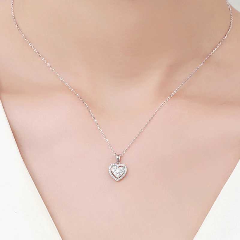 shine Zircon Heart Shaped Pendant Necklace for Women Silver Color Jewelry Wedding Anniversary Party Bridal Chain Girls Choker Z250731 Z250910