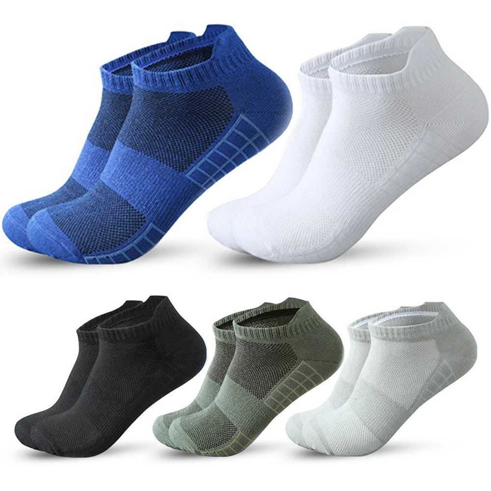5 Pairs Short Socks Men Sports Running Socks Man Athletic Fitness Comfortable Mesh Casual Breathable Ankle Socks Black EU 38-45 Z250731