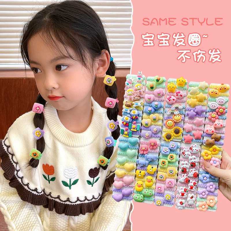 Girls Headdress Spring Color Skirt Hem Headband Cute Cartoon Rubber Band Childrens Small Thumb Hair Rope Headwear R250730