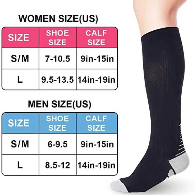 20-30 mmHg Compression Knee High Socks Fit Medical Edema Diabetes Varicose Veins Running Marathon Compression Sports Socks Z250731