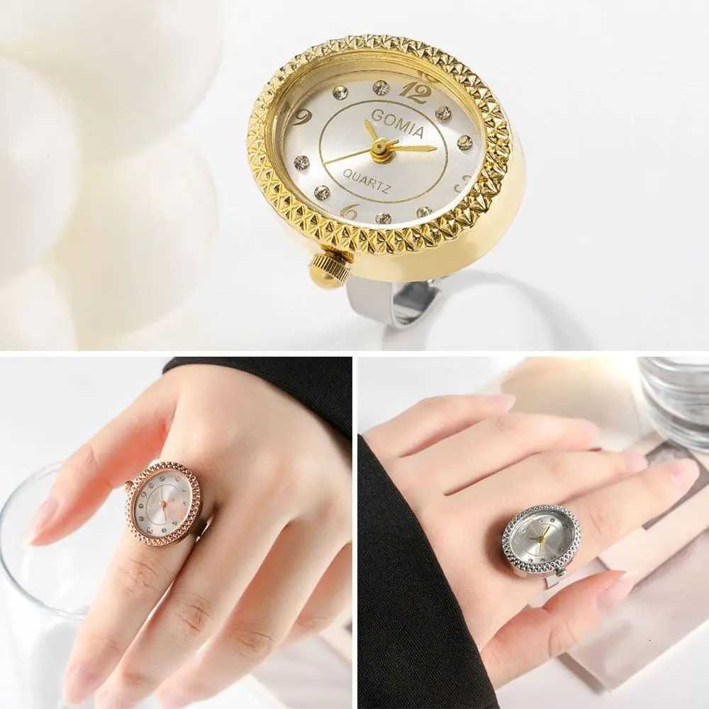 Alloy Digital Couple Watch Ring Fashion Retro Quartz Elastic Rings Jewelry Gift Round Quartz Finger Rings for Women y250730