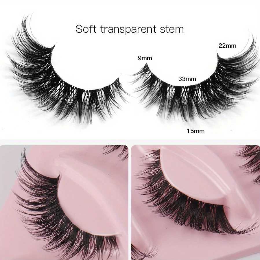3 Boxes (15 Pairs) Cat Eye Lashes Fake Eyelashes Natural Long Manga Lashes Winged End Eye Elongated Eyelashes Fake Lashes Makeup Z250730