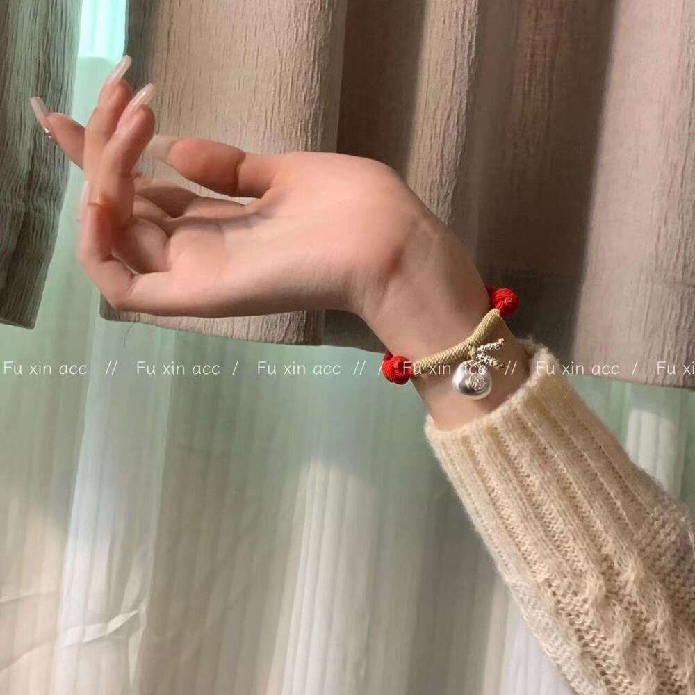 Light Niche New Chinese Braided Rope Little Fat Fu Pendant Bracelet Versatile Exquisite Layered Wristband Sweet American Style Hand Jewelry d67