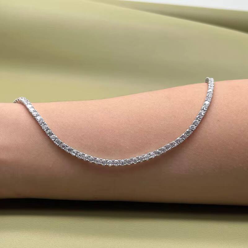 Customizable Tennis Chains Jewelry 925 Sterling Silver 3mm 4mm 5mm 6mm CZ Cubic Zirconia Tennis Necklace